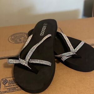 Black Rhinestone Women's Sandals